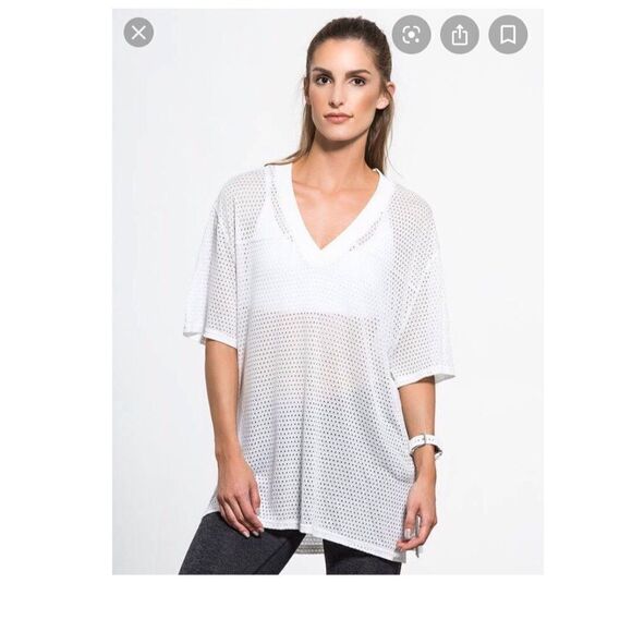 FREE People Movement V Neck White Mesh Top - Picture 2 of 5